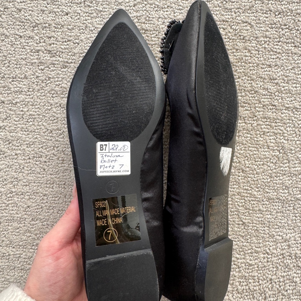 Italina Black Flats with Decorative Buckle - Picture 5 of 5